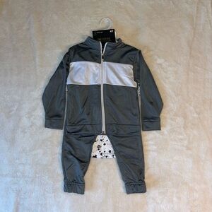 Reebok Toddler boys jogger set with tee gray/black/white